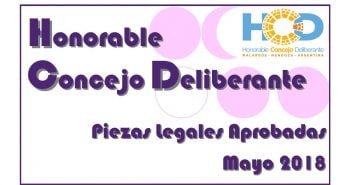 PIEZAS LEGALES APROBADAS POR EL HCD – Mayo 2018