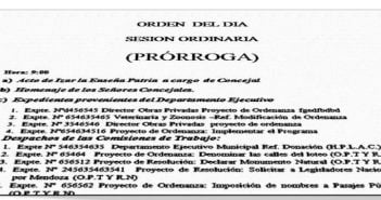ORDEN DEL DIA SESION ORDINARIA (PRÓRROGA)