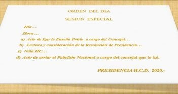 ORDEN DEL DIA- SESIÓN ESPECIAL FUNCIONAMIENTO DEL HCD EN TIEMPO DE PANDEMIA
